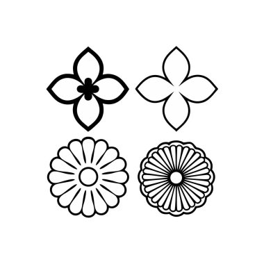 Dört çiçek ve yaprak seti