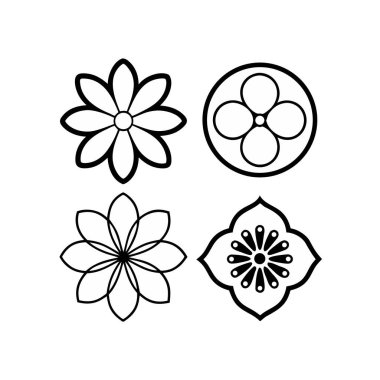 Çiçek logosu tasarım şablon vektör simgesi seti