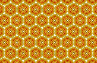 Canlı Bal Arkaplanı Altıgen Çiçek Motiflerinin Kusursuz Tekrarı, Sıcaklık ve Görsel İlgi Her Tasarıma Ekleniyor