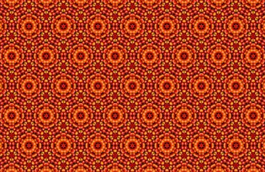 Karışık Kırmızı ve Turuncu Mandala Desenli Kusursuz Doku Arkaplanı