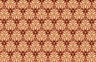 Sıcak kahverengi ve turuncu renklerde karmaşık geometrik deseni olan zarif dekoratif soyut arka plan, tekstil, duvar kağıdı veya dijital tasarım uygulamaları için idealdir.