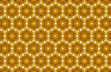 Ayçiçeği Mandala Deseni Altın Çiçek Tekstil Tasarımı