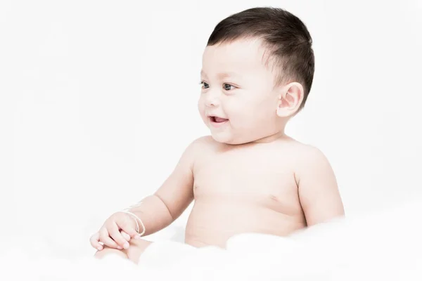 Baby Porträt Eines Krabbelnden Babys Schlafzimmer — Stockfoto
