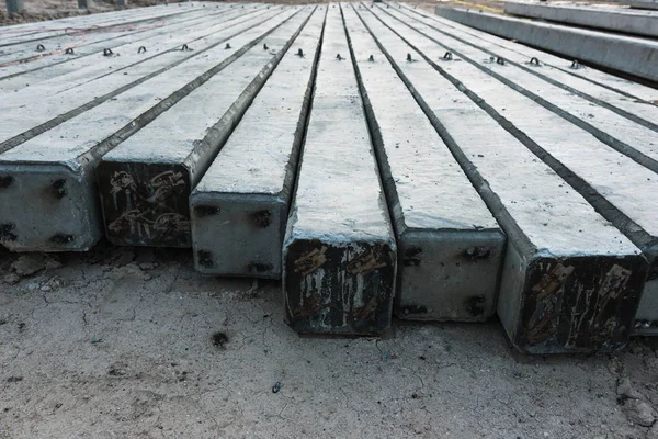 Stocks Pieux Béton Sur Chantier — Photo