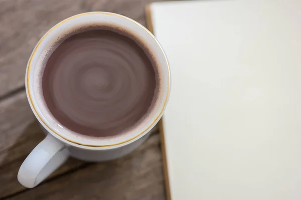Tasse Kakao Heißgetränk Mit Notizbuch — Stockfoto