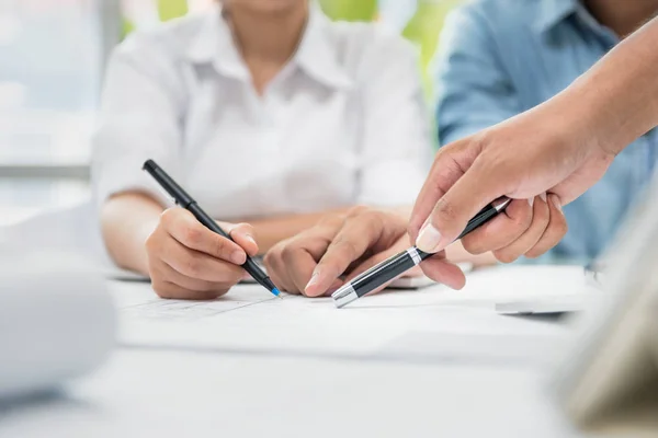 Desk Architecture Engineer Designer Planning Blueprint Desk Office Draft Design — Stock Photo, Image