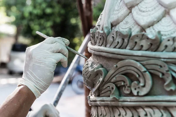 Stucco Para Trabalhos Mão Artista Oficina Tailândia Trabalhar Sobre Escultura — Fotografia de Stock
