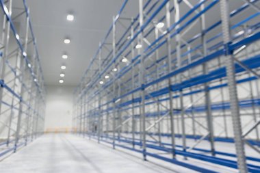 Arka plan için Yeni soğuk oda depolama bulanık görüntü. Soğutma ve dondurma deposu