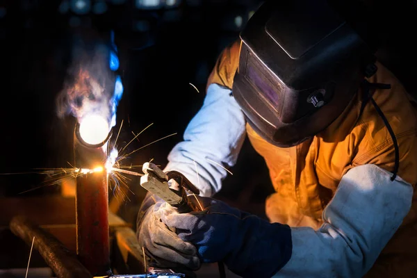 Welding Work Steel Pipe Fabrication Workshop Factory — Stock Photo, Image
