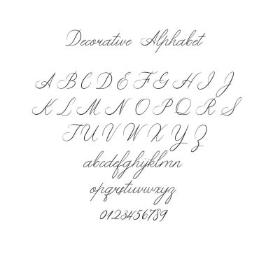 Vector Calligraphy Alphabet. Exclusive Letters. Decorative handwritten brush font for: Wedding Monogram, Logo, Invitation. clipart