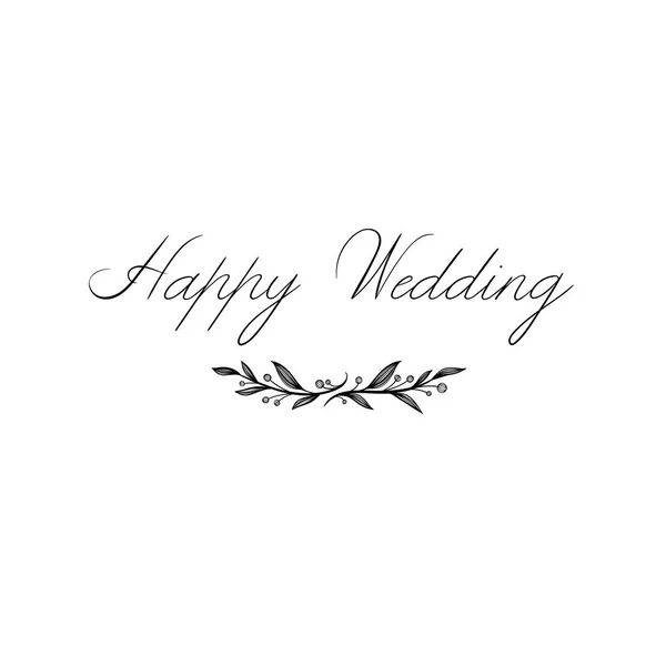 Feliz boda inscripción de letras de la mano. Tarjeta de felicitación de caligrafía moderna. Vector aislado en blanco . — Archivo Imágenes Vectoriales