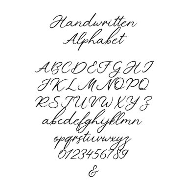 Vektör hat alfabe. Özel harfler. Düğün Monogram, Logo, davet için dekoratif el yazısı fırça yazı tipi