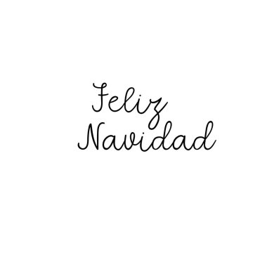 Feliz Navidad tebrik kartı mutlu Noeller İspanyolca olarak yazı. Vektör Modern hat. Noel dekor