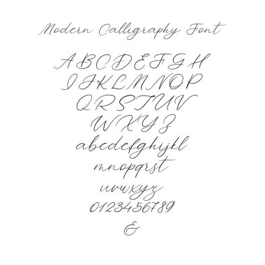 Vektör hat alfabe. Özel harfler. Düğün Monogram, Logo, davet için dekoratif el yazısı fırça yazı tipi