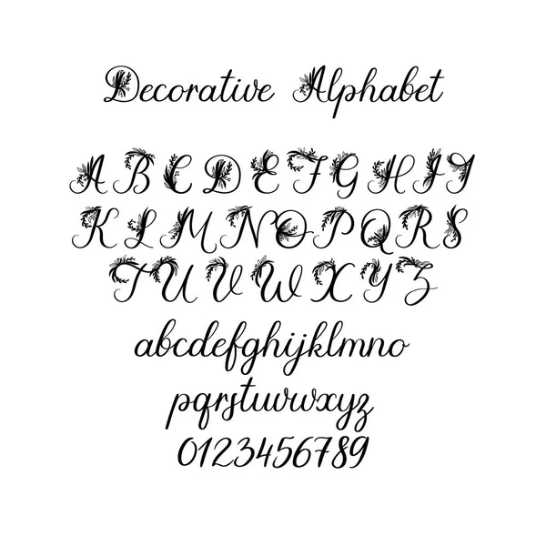 Alphabet Calligraphie vectorielle. Des lettres florales. Polices décoratives manuscrites pour : Monogramme de mariage, Logo, Invitation . — Image vectorielle