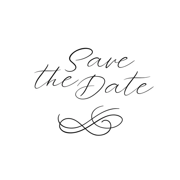 Sla de datum kalligrafie. Bruiloft zin voor uitnodigingen ontwerp, kaarten, banners, foto-overlays. Geïsoleerd op wit. — Stockvector