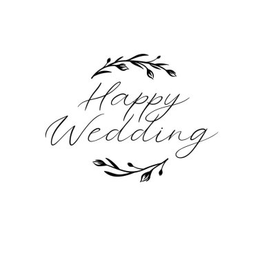 Mutlu düğün el metin yazı. Tebrik kartları, davetiyeler düğün için hat yazıt. Vektör hat