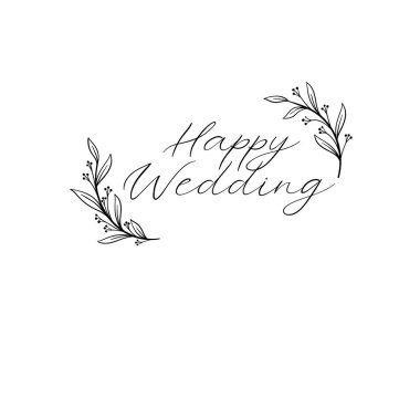 Mutlu düğün el metin yazı. Tebrik kartları, davetiyeler düğün için hat yazıt. Vektör hat