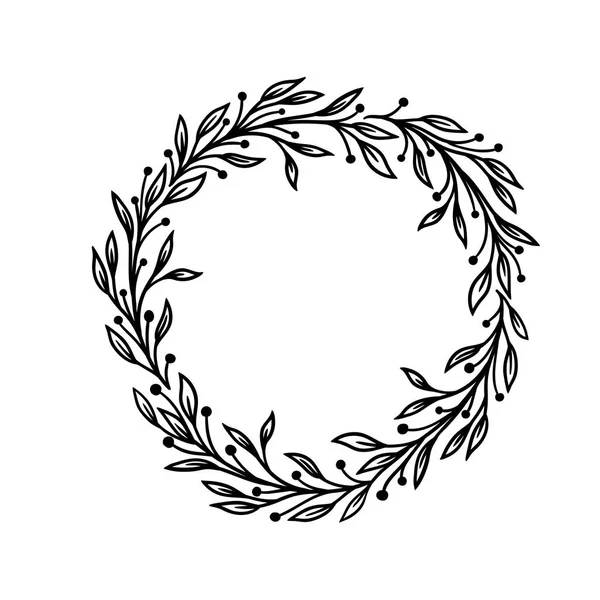 El çizimi vektör çerçevesi. Düğün ve tatil için yapraklı çiçek çelengi. Tasarım için dekoratif elementler. İzole edilmiş