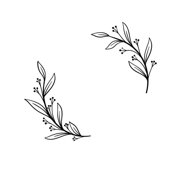 Quadro vetorial desenhado à mão. Grinalda floral com folhas para casamento e férias. Elementos decorativos para design. Isolados —  Vetores de Stock