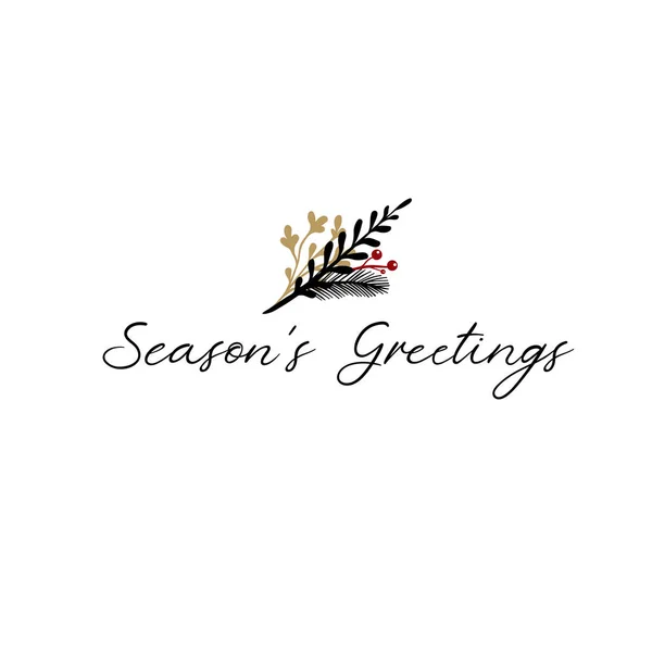 Seasons Greetings Hand Lettering Greeting Card. Vector Illistration. Modern Calligraphy. Handwritten Christmas Decor — Stock Vector