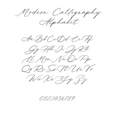 Vektör hat alfabe. Özel harfler. Düğün Monogram, Logo, davet için dekoratif el yazısı fırça yazı tipi