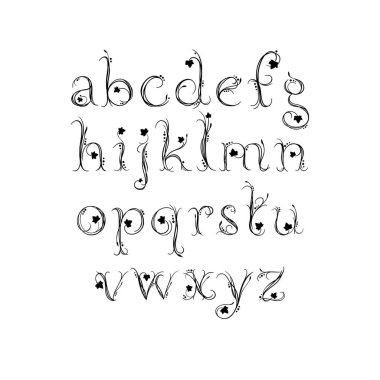 Vektör alfabe. Özel harfler. Düğün Monogram, marka, davet için dekoratif sihirli yazı tipi