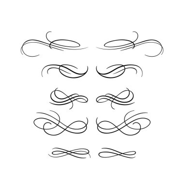 Koleksiyon veya vintage kümesi kaligrafi flourishes tarz