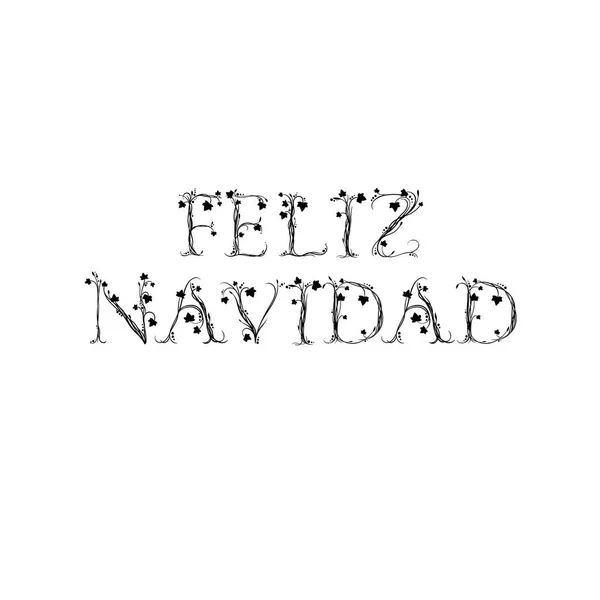 Tarjeta de felicitación Feliz Navidad Hand Lettering. Feliz Navidad en español. Illistración vectorial. Caligrafía moderna . — Archivo Imágenes Vectoriales