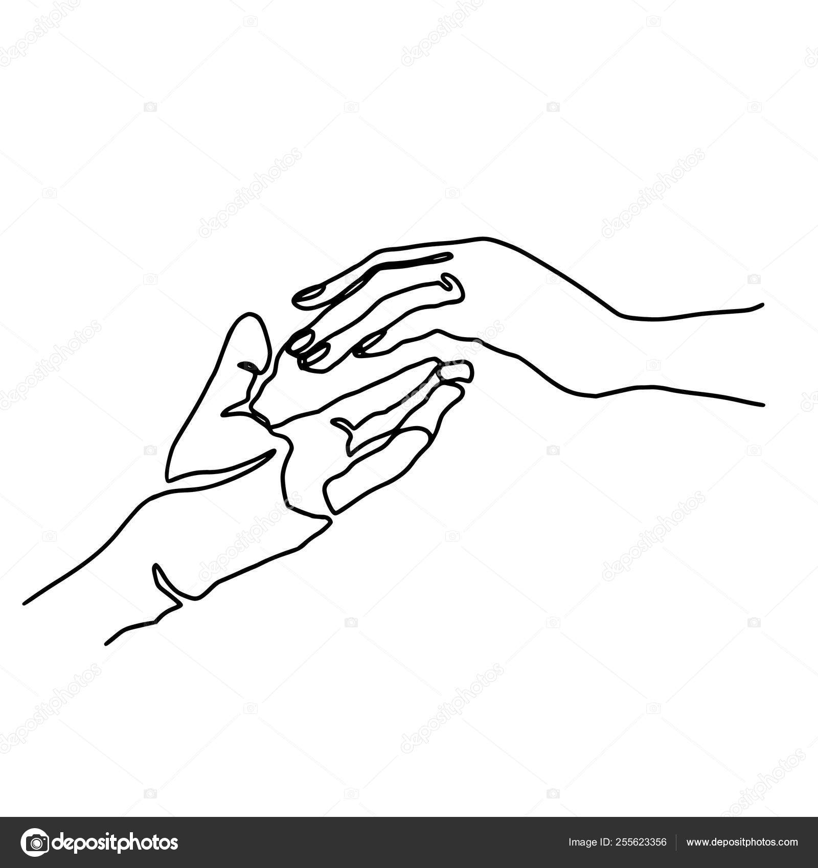 Abstract hand one line drawing. Continuous line hand isolated on white