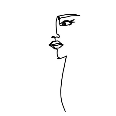 Abstract face one line drawing. Beauty Woman portrait isolated on white. Minimalistic style. Continuous line vector Abstract face one line drawing. Beauty Woman portrait isolated on white. Minimalistic style. Continuous line vector