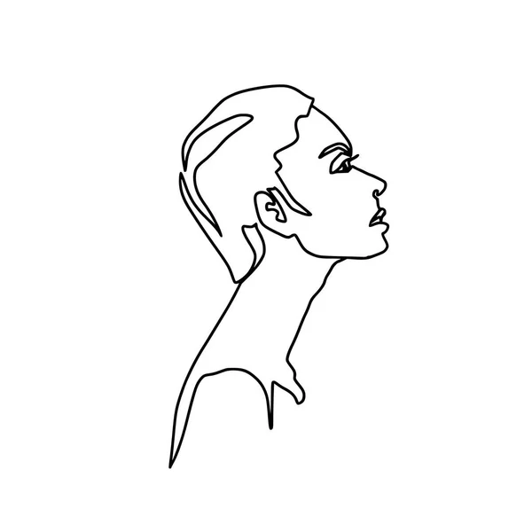 Abstract face one line drawing. Beauty Woman portrait isolated on white. Minimalistic style. Continuous line — Stock Vector