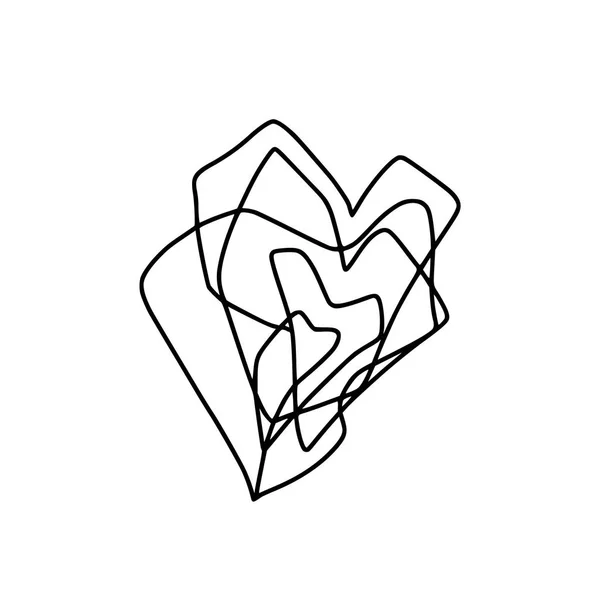 Abstraktes Herz eine Linienzeichnung. Kontinuierliche Linie Herz isoliert auf weiß. Minimalistischer Stil. — Stockvektor