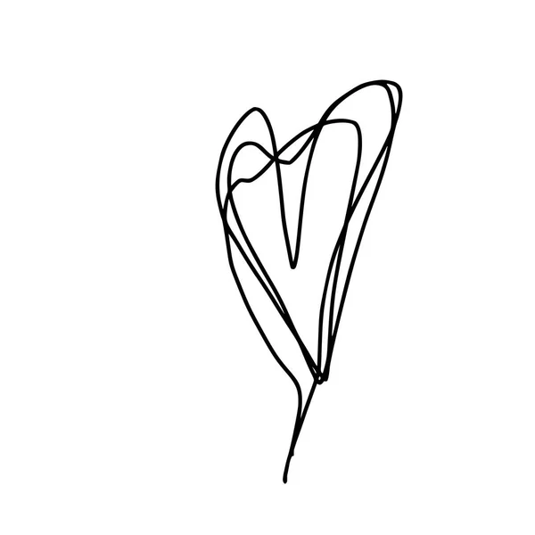 Coração abstrato um desenho de linha. Linha contínua coração isolado em branco. Estilo minimalista . — Vetor de Stock
