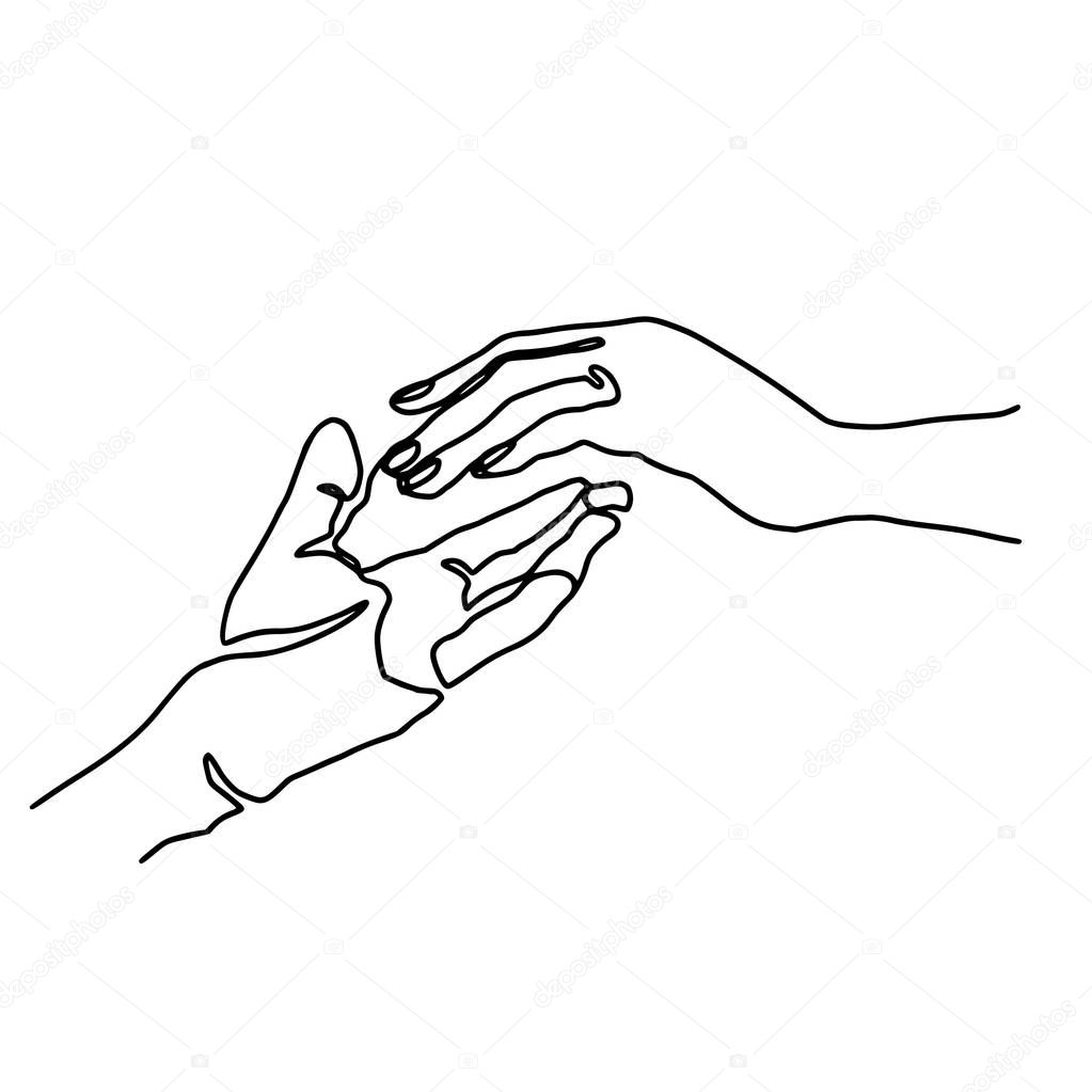 Abstract hand one line drawing. Continuous line hand isolated on white. Minimalistic style.