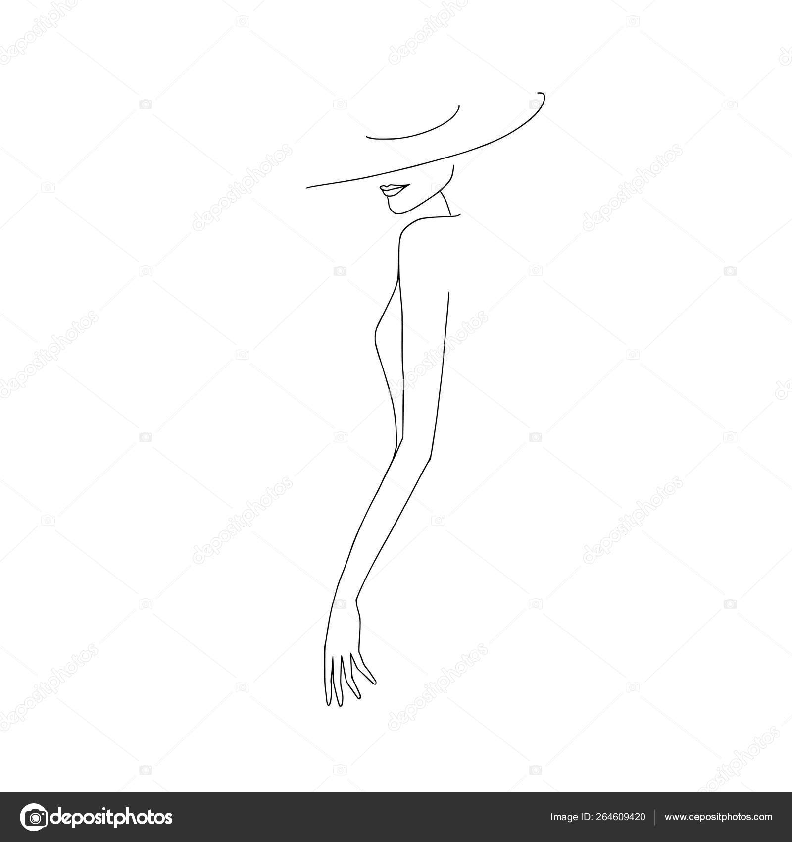 Female Figure Line Art Stylized Body Linear Art Vector Illustration