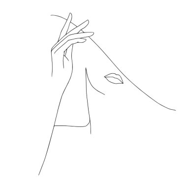 Kadın figürü. Çizgi Sanat. Stylize edilmiş vücut. Doğrusal Sanat. Vektör çizimi. Siluet