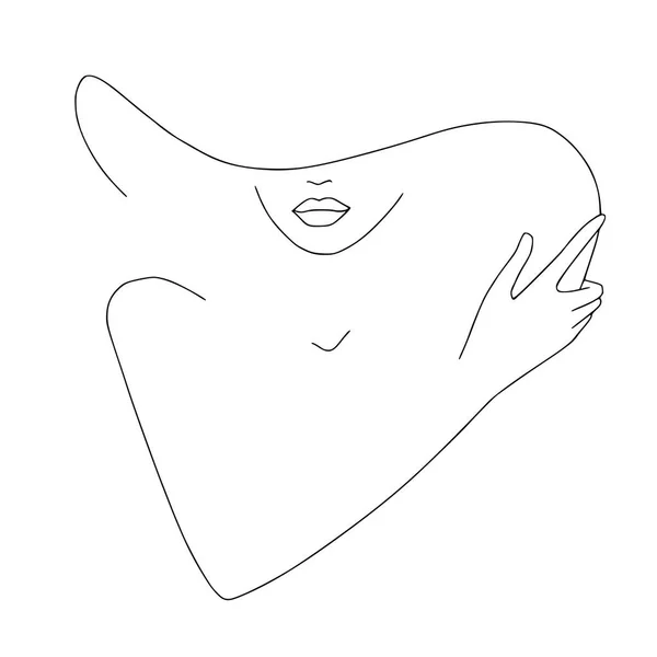 Figura femenina. Line Art. Cuerpo estilizado. Arte lineal. Ilustración vectorial. Silueta — Vector de stock