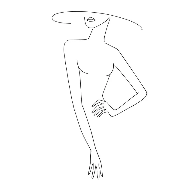 Figura femenina. Line Art. Cuerpo estilizado. Arte lineal. Ilustración vectorial. Silueta — Archivo Imágenes Vectoriales