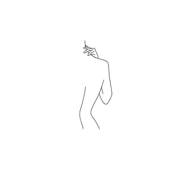 Figura femenina. Line Art. Cuerpo estilizado. Arte lineal. Ilustración vectorial. Silueta — Vector de stock