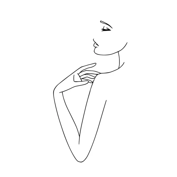 Vrouwelijke figuur. Lijnkunst. Gestileerd lichaam. Lineaire Kunst. Vector illustratie. Silhouet — Stockvector