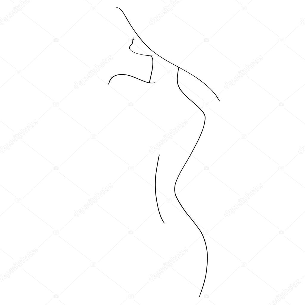 Female figure. Line Art. Stylized body. Linear Art. Vector illustration. Silhouette