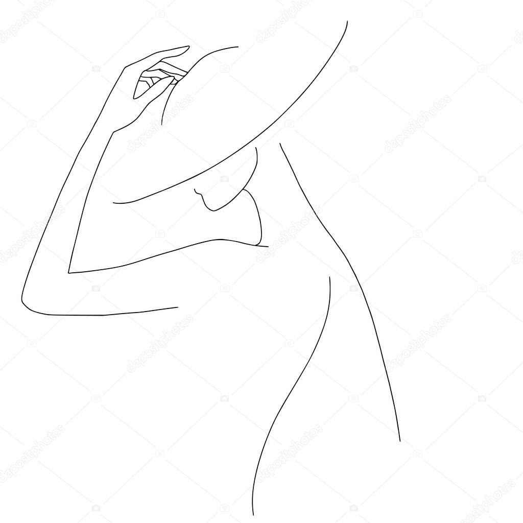 Female figure. Line Art. Vector Linear Art. Female Silhouette.