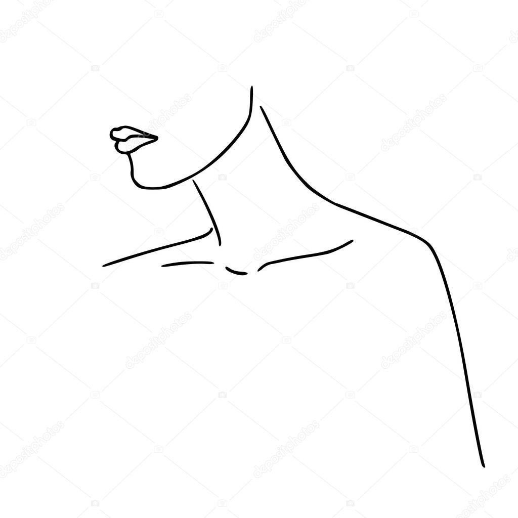 Female figure. Line Art. Vector Linear Art. Female Silhouette.