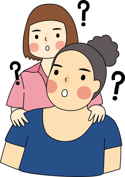 Διάνυσμα Της Επίπεδης Doodle Χαρακτήρα Εικονογράφηση Του Χαριτωμένο Μαμά Και — Διανυσματικό Αρχείο