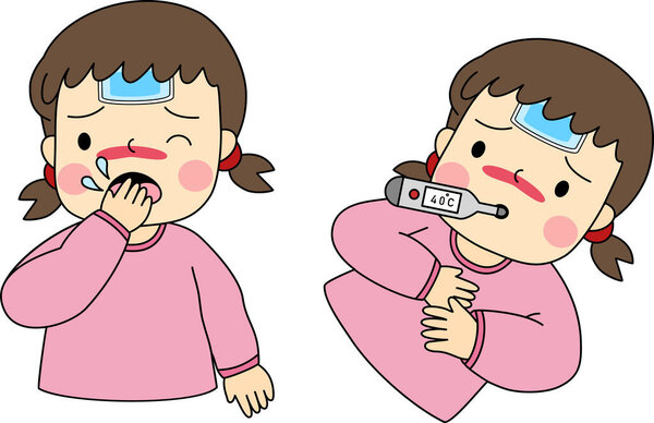 Вектор плоских каракулей дизайн-иллюстрация маленьких детей грипп
.