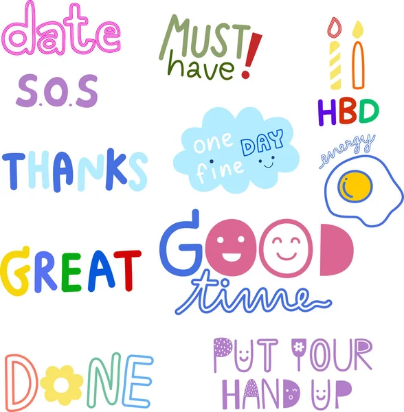 Mermi günlüğü kullanıcısı ya da günlük planlama günlüğü dekorasyonu için bir dizi ifade. Basit şirin ve renkli çizgi vektörü ve minimal simgeler düz biçim çizimi.