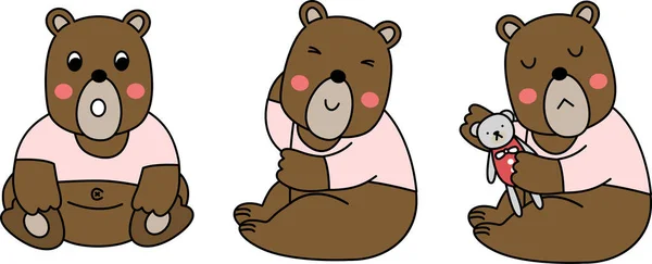 Düz çizgi film karakteri dizaynının taşıyıcısı. Tatlı pembe ekin gömlekli büyük kahverengi ayı ve küçük gri ayı bebeği. Ormanda vahşi bir hayvan.