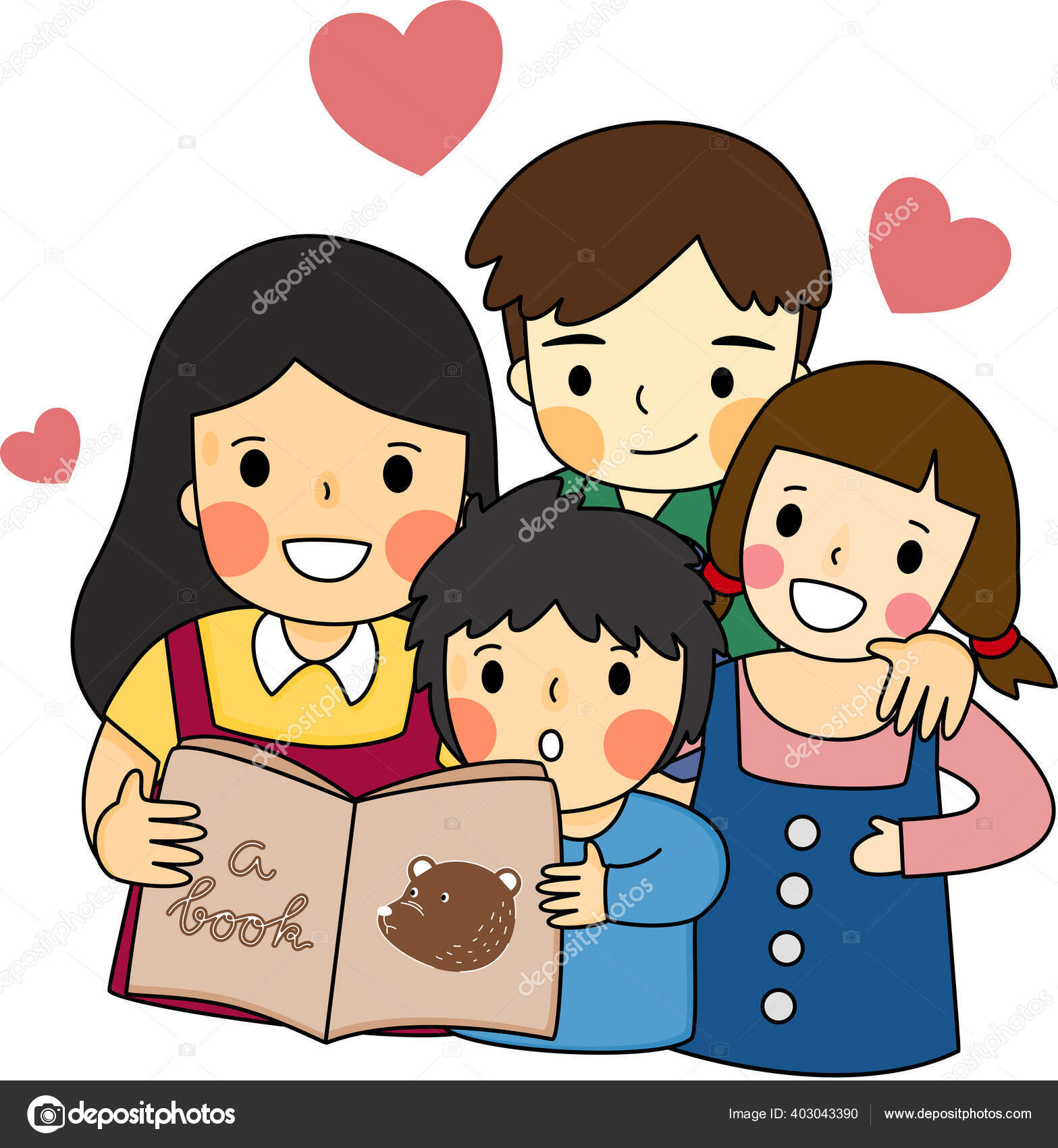 Family reading cartoon Vector Art Stock Images | Depositphotos