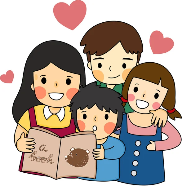 Güzel bir ailenin kaliteli zamanlarının çizgi filmi. Basit el çizimi vektörü ve minimal simgeler düz biçim çizimi.